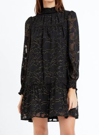 Greylin Traci Smocked Neck Burnout Dress In Black/gold