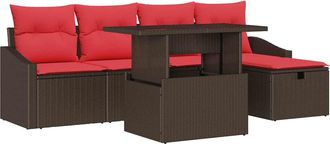 vidaXL Conjunto De Sof&aacute; De Jard&iacute;n 6 Uds. Rat&aacute;n Sint&eacute;tico Vidaxl