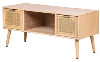 Nordlys Scandinavian Solid Wood TV Stand with 2 Drawers in Brown