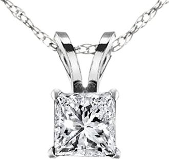 Pompeii3 2.57Ct Princess Cut Diamond Certified Solitaire Necklace Lab Grown White Gold