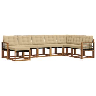 vidaXL Conjunto De Sof&aacute;s De Exterior Con Coj&iacute;n 8 Pcs Natural Y Beige Vidaxl