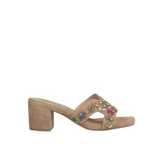 Alma En Pena Sandaal met Kruisband en Multicolor Strass - Dames - Muiltjes - Beige - 40 EU - Leer - Schoenen