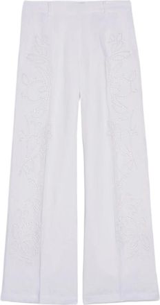 Ermanno Scervino Linnen Pantalon met Tailoring - Dames - Wijde Broeken - Wit - XS - Linnen - Broeken