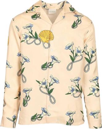 Dr&ocirc;le de Monsieur Silk Floral Print Shirt - Heren - Casual Overhemden - Beige - XL - Overhemden