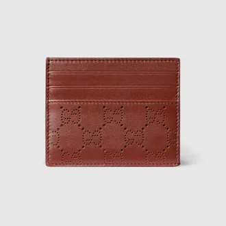 Gucci Aria Card Case, Brown, Leather