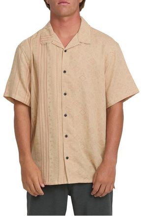 Billabong Garage Nashua Geo Pattern Cotton Camp Shirt in Oatmeal at Nordstrom, Size Large