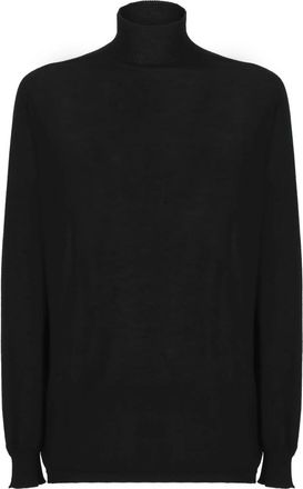 Rick Owens Zwarte Wollen Coltrui - Heren - Coltruien - Zwart - M - Wol - Truien & Vesten
