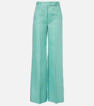 Max Mara Deserto herringbone linen wide-leg pants