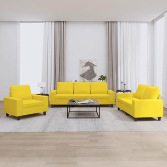 vidaXL Juego De Sof&aacute;s 3 Piezas Tela Amarillo Claro Vidaxl