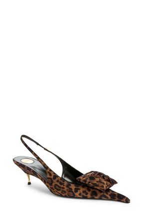 Saint Laurent Dakota Kitten Heel Pointy Toe Slingback Pump in Leopard at Nordstrom, Size 7.5Us