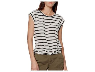 Sanctuary Knotted Muscle T-Shirts Womens Clothing Chalk/Black Stripe : LG (US 10-12)