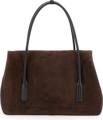 Tom Ford Womens Large Shoulder Bag Brown Suede Calf Leather