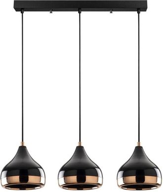 Toilinux Sospensione in metallo nero e rame con 3 lampadine - yildo