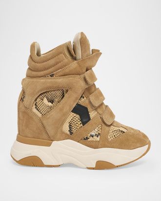 Isabel Marant Balskee Mixed Leather High-Top Sneakers