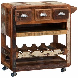 Massivmoebel24 tavolo da servizio in legno di Legno riciclato 78x48x85 multicolore laccato FREEZY 31