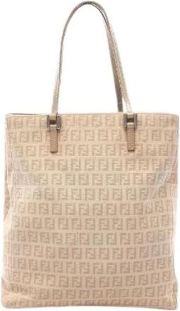 Fendi Pre-owned Zucchino Tote Bag - Dames - Vintage Shopper - Beige - ONE Size - Leer - Vintage