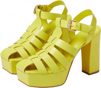 Carrano Womens Thea Leather Platform Sandal In Lemon