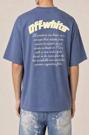 Off-white Varsity-Graphic Cotton T-Shirt - Blue