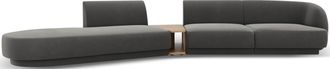 BLOOMINGLOFT 4-Sitzer Design Sofa Miley mit Beistelltisch - Samtbezug Grau