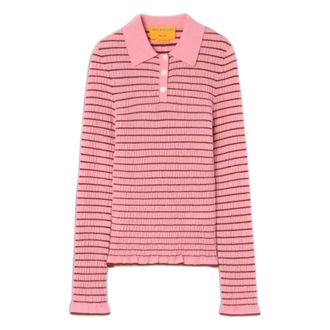 Guest In Residence Polo entallado de manga larga con fruncido - Knitwear - Mujer - Rosa - XS