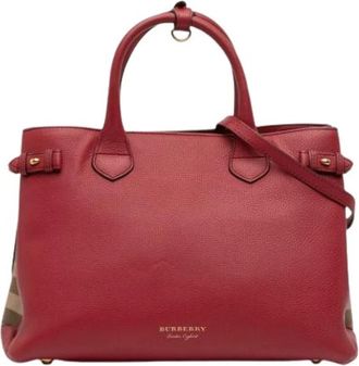 Burberry Pre-owned Banner Satchel - Dames - Vintage Shopper - Rood - ONE Size - Leer - Vintage