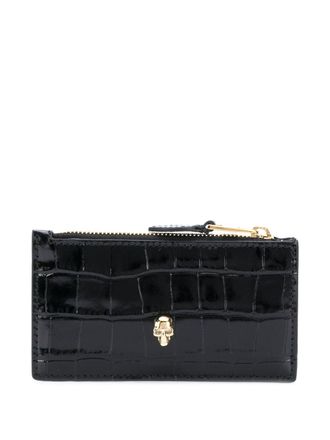 Alexander McQueen Womens Skull Zipped Leather Card Case
