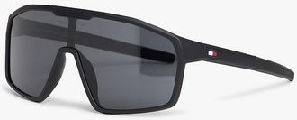 Tommy Hilfiger Mens Oversized Mask Frame Sunglasses - Black