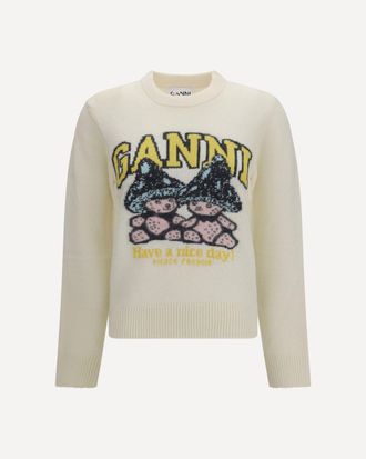 Ganni Mushroom Teddy wool-blend Sweater Female XS