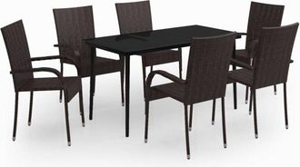vidaXL Juego De Comedor De Jard&iacute;n 7 Piezas Marr&oacute;n Y Negro Vidaxl