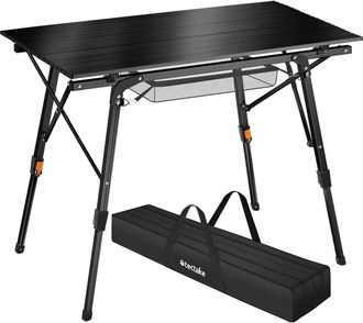 TecTake Mesa de aluminio tina plegable ajustable en altura, negro