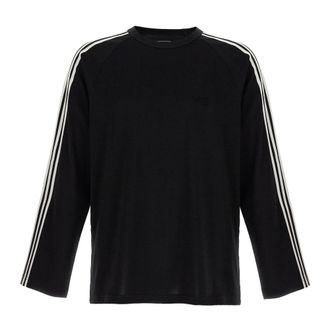 Yohji Yamamoto Long Sleeve T-Shirts, male, Black, XL, Long Sleeve Tee 3-Stripes