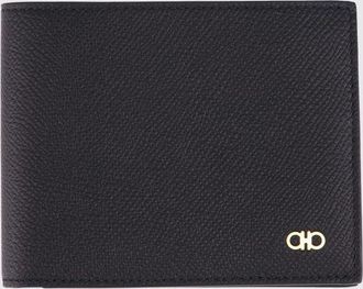 Ferragamo Gancini Bifold Wallet in Hammered Calfskin Leather