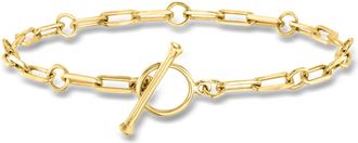 Ross-Simons 18kt Gold Over Sterling Charm-Compatible Paper Clip Link Toggle Bracelet
