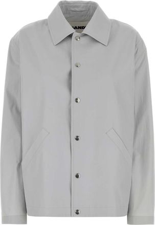 Jil Sander Womens Light Grey Cotton Taffeta Jacket With Logo - Size Medium