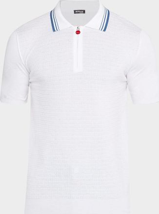 Kiton Men & apos;s Half-Zip Cotton Textured Polo Sweater