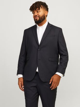 Jack & Jones Plus Size Sakko JPRSOLARIS BLAZER NOOS PLS, Herren, Gr. 60, schwarz, Web, Obermaterial: 59% Polyester, 24% Wolle, 16% Viskose, 1% Elasthan, JACK & JONES PLUSSIZ
