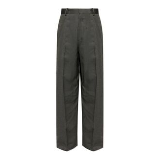 Acne Studios Wide Trousers, male, Gray, Size: L Tailored Herringbone Trousers