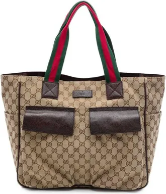 Gucci Pre-owned Gucci GG Canvas Web Double Pockets Tote Ladies PZ0S1BU43YC3867H