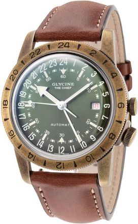Glycine Airman Vintage The Chief GMT Automatic Green Dial Mens Watch GL0307