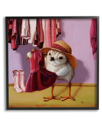 Stupell Industries Bird Pink Dressing Room Clothes Framed Giclee Wall Art By Lucia Heffernan