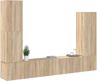 Berkfield Home Classic 4 Piece TV Cabinet Set Sonoma Oak Engineered Wood in Light Tan