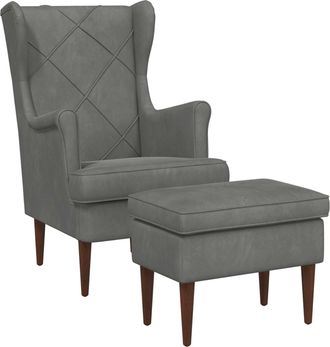 vidaXL Sill&oacute;n Con Pouf 2 Uds. Gris Oscuro Terciopelo Vidaxl