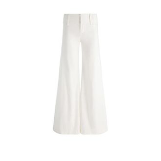 Alice & Olivia Olivia Wide Leg Linen Pant - Dames - Wijde Broeken - Wit - M - Linnen - Broeken