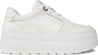 Pinko Occasion Kleedjes - Dames - Sneakers - Wit - 41 EU - Denim - Schoenen
