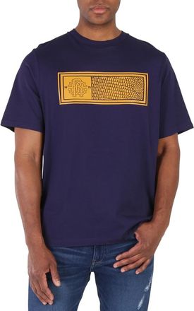 Roberto Cavalli Mens Indigo RC Monogram-print Cotton T-shirt, Size X-Small