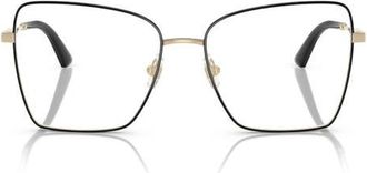 Jimmy Choo London 53mm Pillow Optical Glasses in Pale Gold/Black /Demo Lens at Nordstrom