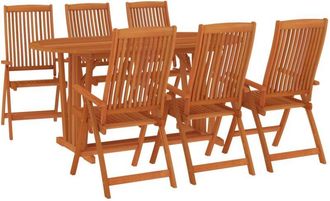 vidaXL 7 Piece Garden Dining Set Solid Wood Eucalyptus vidaXL