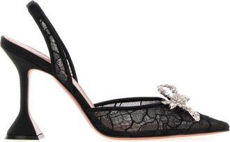 Amina Muaddi Black Lace Rosie Pumps