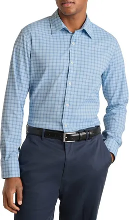 Bonobos Tech Slim Fit Plaid Performance Button-Up Shirt in Blue Yumo Plaid at Nordstrom, Size Large