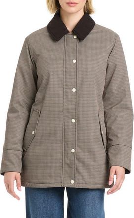 Vince Camuto Water Resistant Barn Jacket in Brown Mini Houndstooth at Nordstrom, Size X-Large